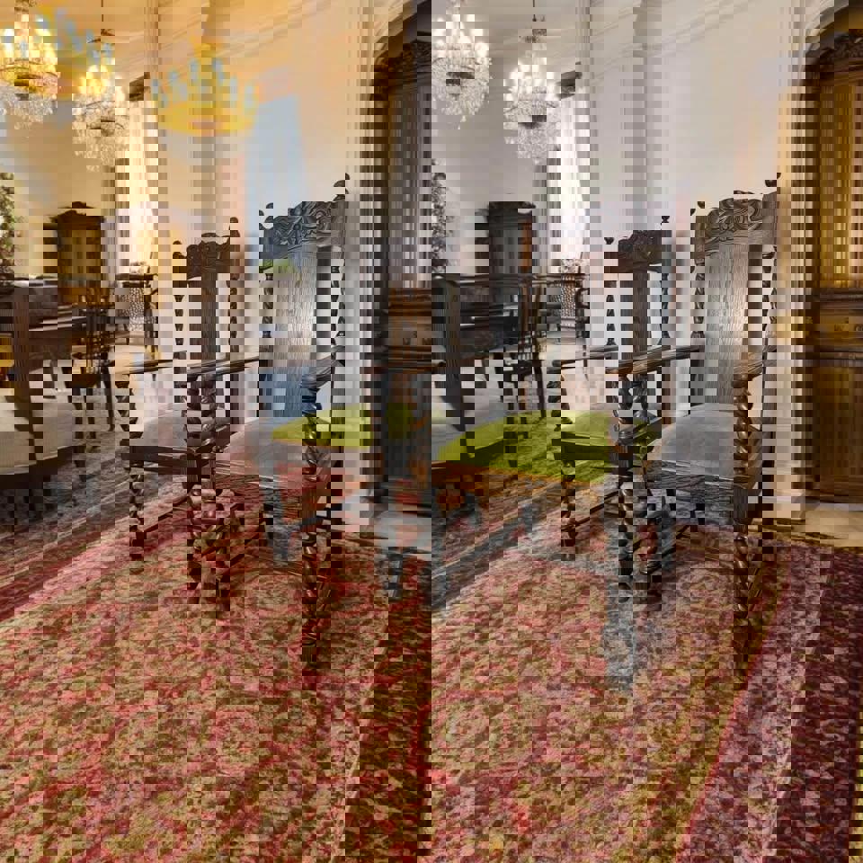 A pair of Antique solid timber chair excellent condition green velvet