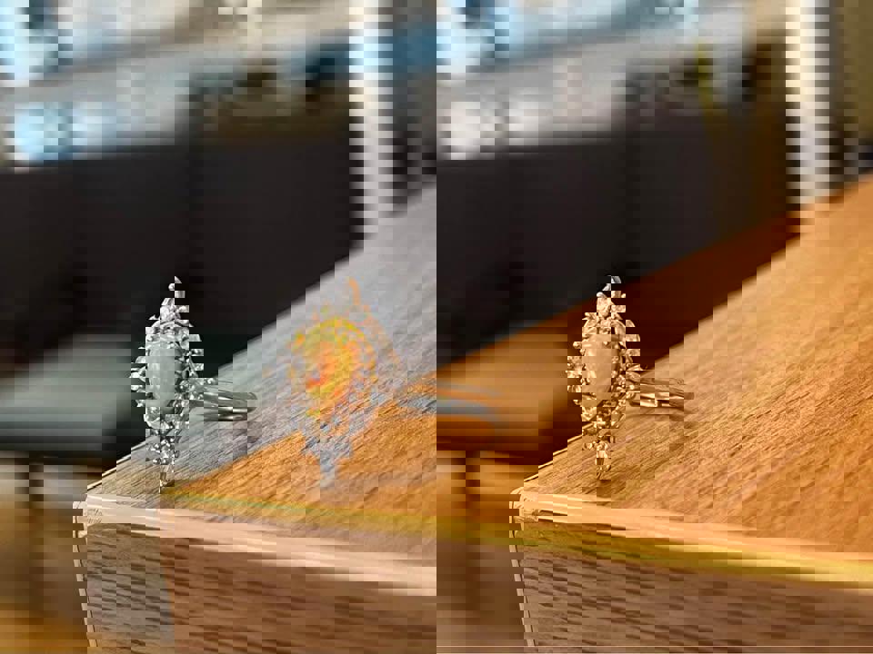 925 silver natural Opal ring brand new princess design gift for her adjustable