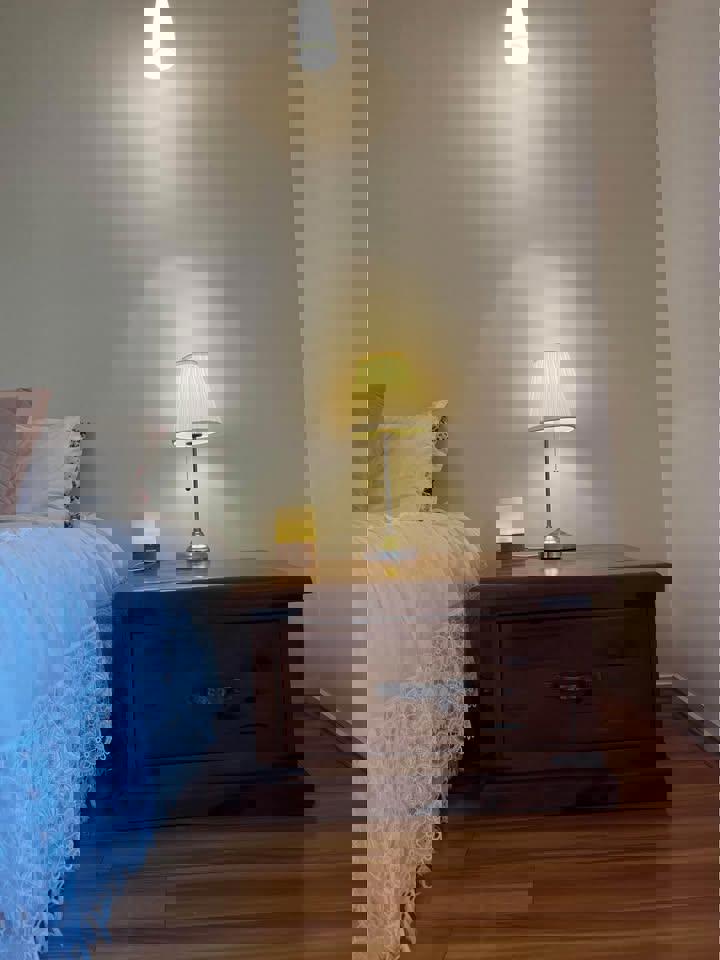 Large thick rustic wooden coffee table tv unit sideboard and a pair matching corner tables