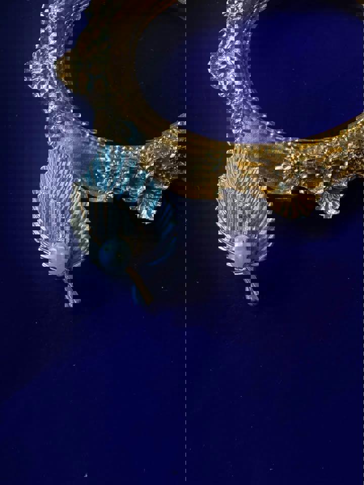 Vintage style natural pearl brooch earrings ring gold plated well made brand new