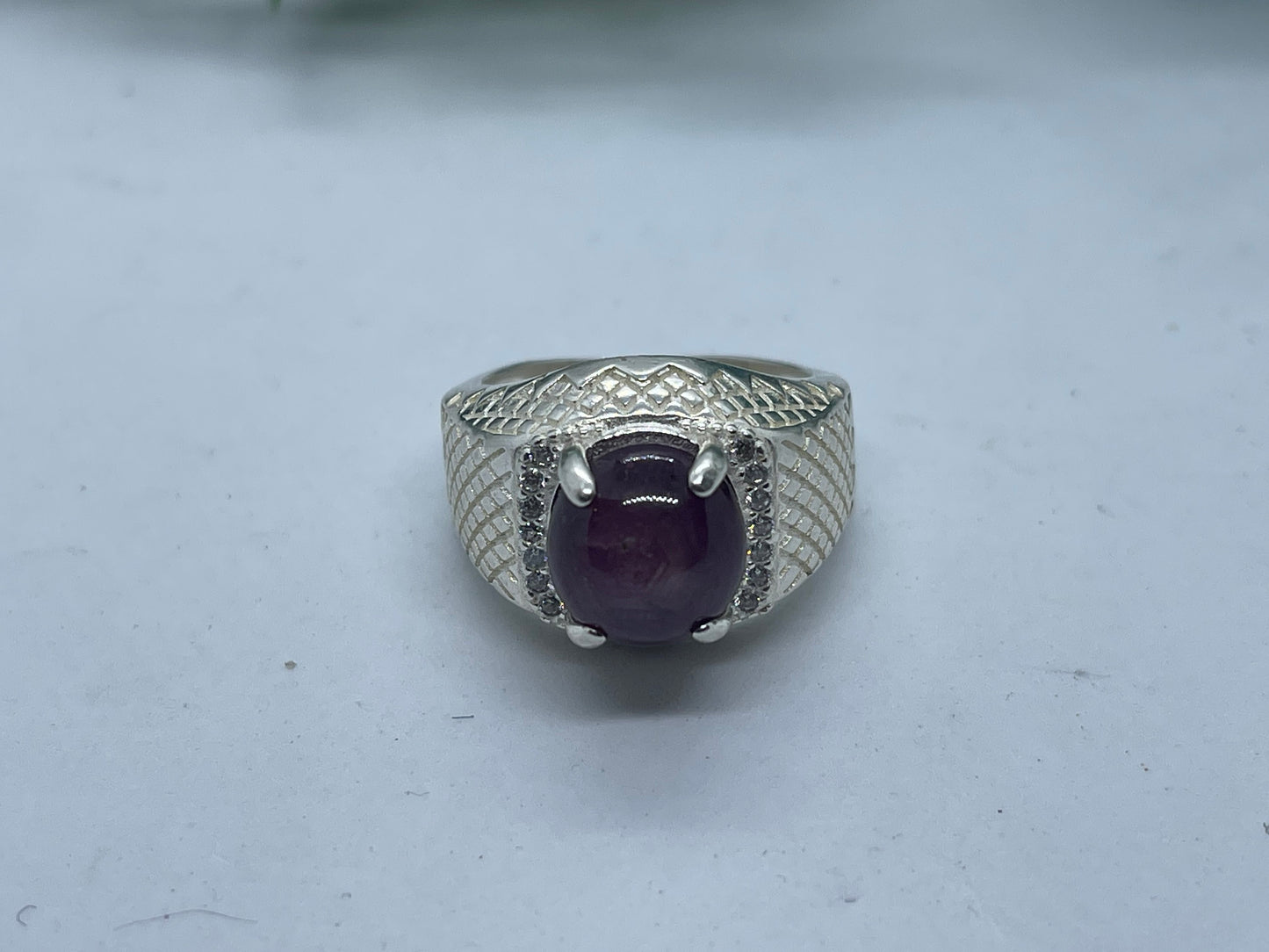 15ct Natural ruby ring, Sterling silver ring, antique, handmade, zircon, Gift, for men and women, natural star ruby