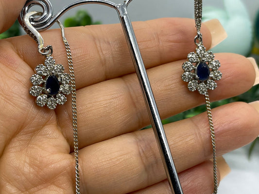 Sapphire earrings, handmade, long drop, Natural Sapphire