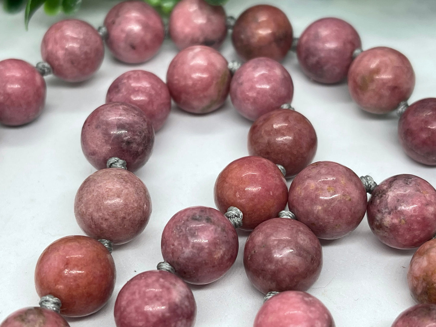 Rhodonite rose Stone necklace handmade 50cm long for mum sister Gift
