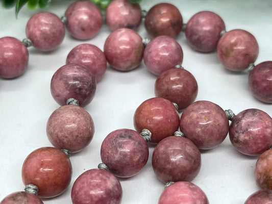 Rhodonite rose Stone necklace handmade 50cm long for mum sister Gift