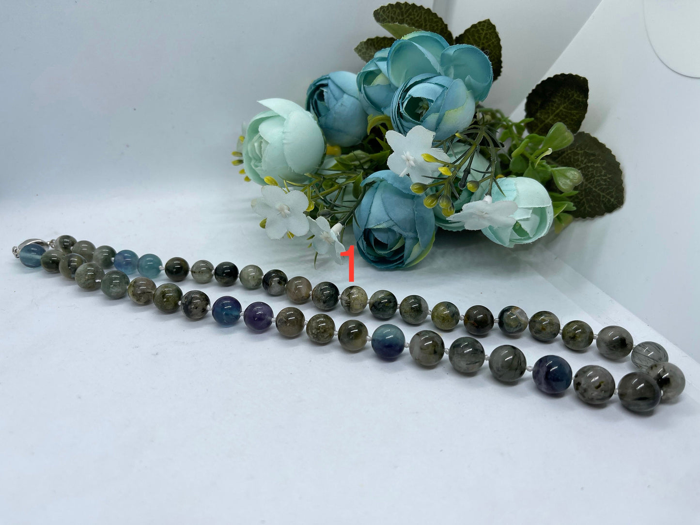 Green Phantom quartz necklace handmade 47cm long for mum sister Gift S925 Silver