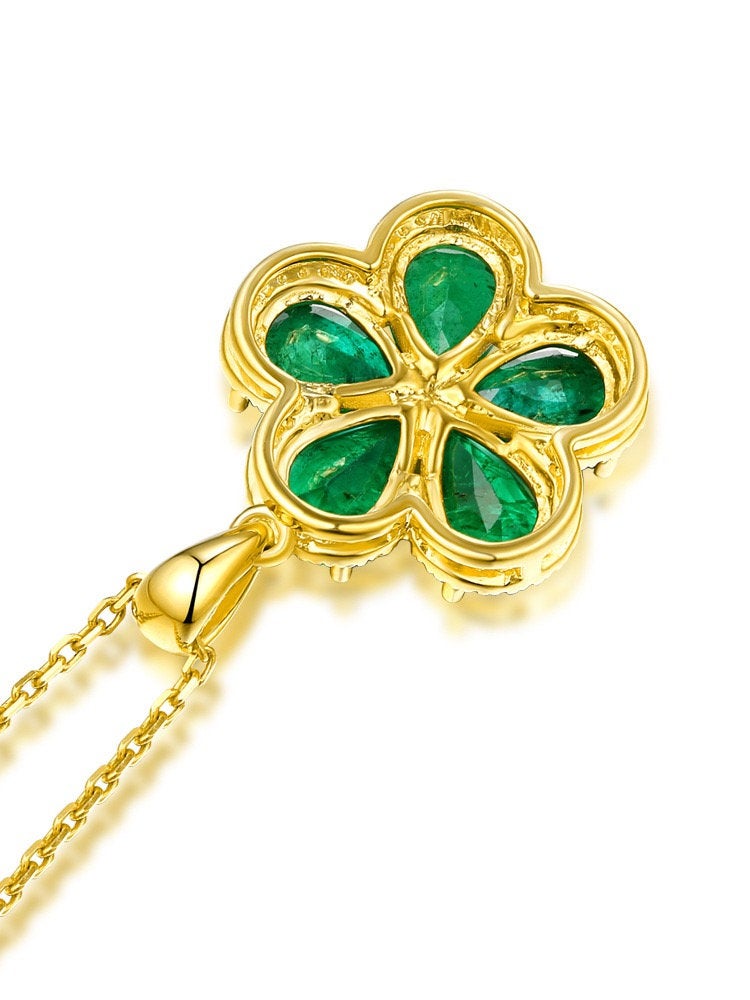 Gorgeous Womens 18K Yellow Gold Over Solid Sterling Silver Created Emerald/Diamond/Opal/Aquamarine Designer Necklace, Green/blue,birth stone