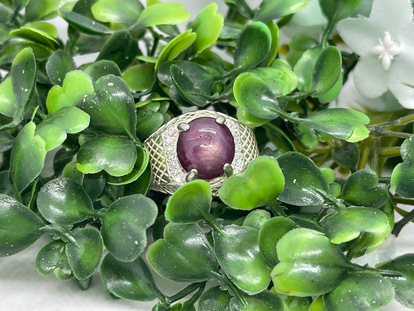 15ct Natural ruby ring, Sterling silver ring, antique, handmade, zircon, Gift, for men and women, natural star ruby