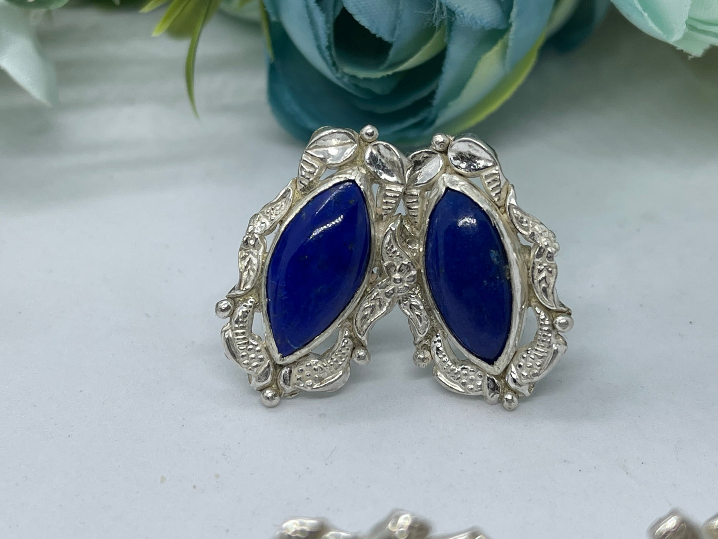 Afghan top quality genius lapis earrings sterling silver adjustable handmade matching rings 6 designs all unique