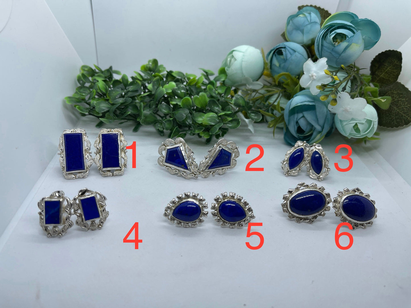 Afghan top quality genius lapis earrings sterling silver adjustable handmade matching rings 6 designs all unique