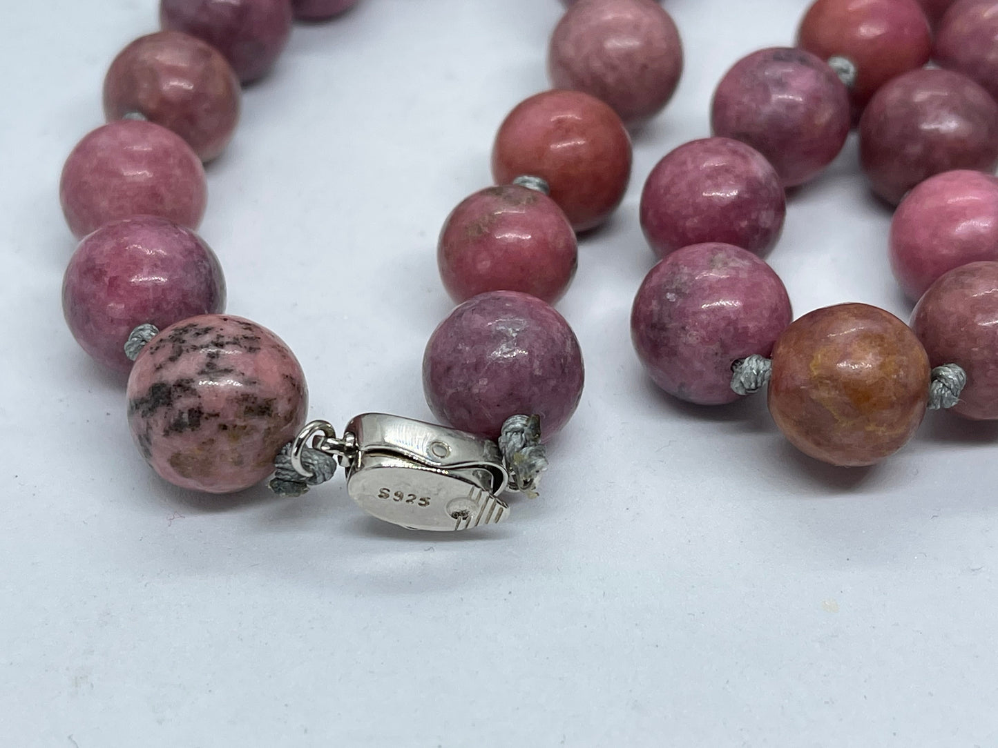 Rhodonite rose Stone necklace handmade 50cm long for mum sister Gift