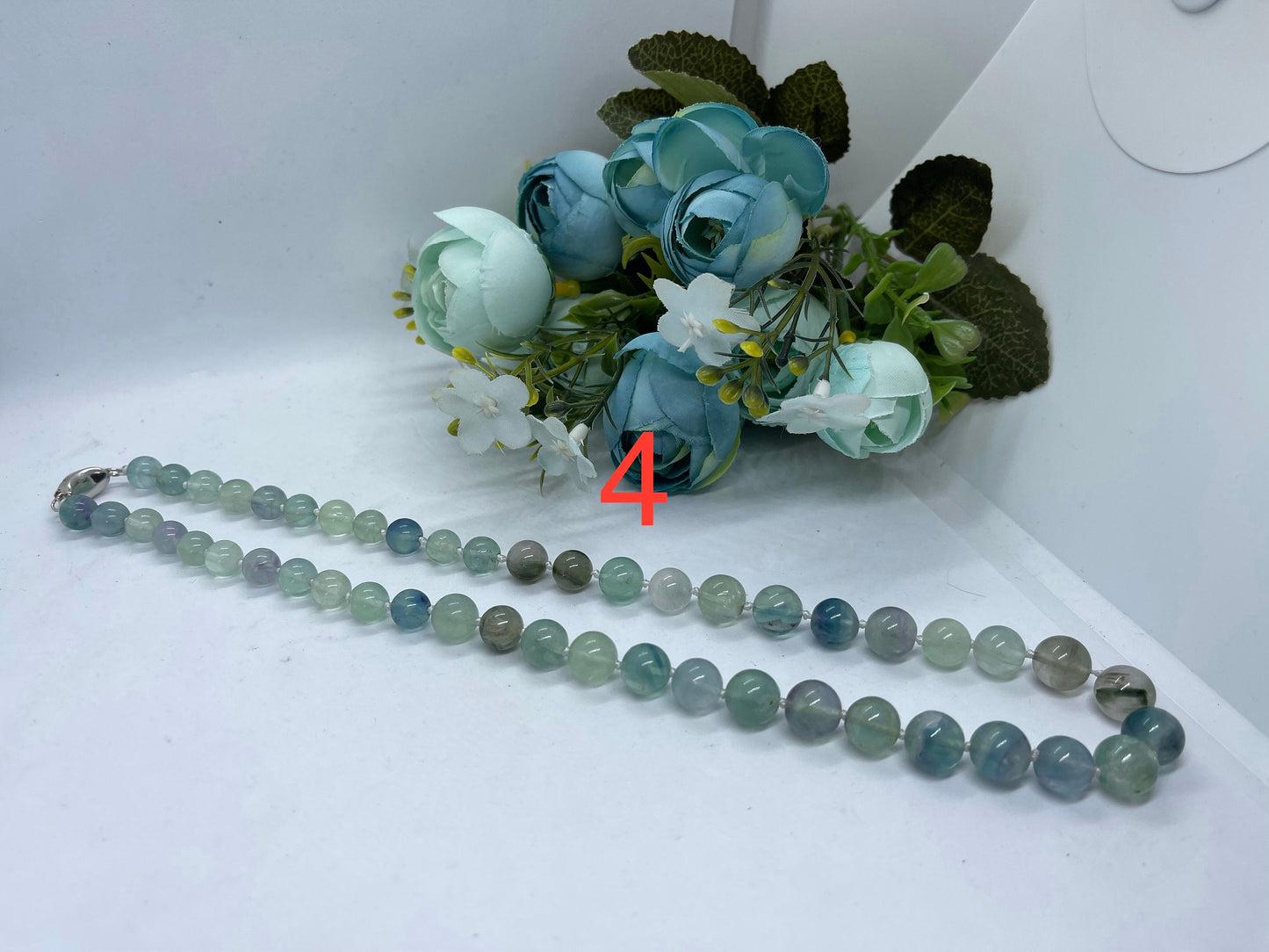 Green Phantom quartz necklace handmade 47cm long for mum sister Gift S925 Silver