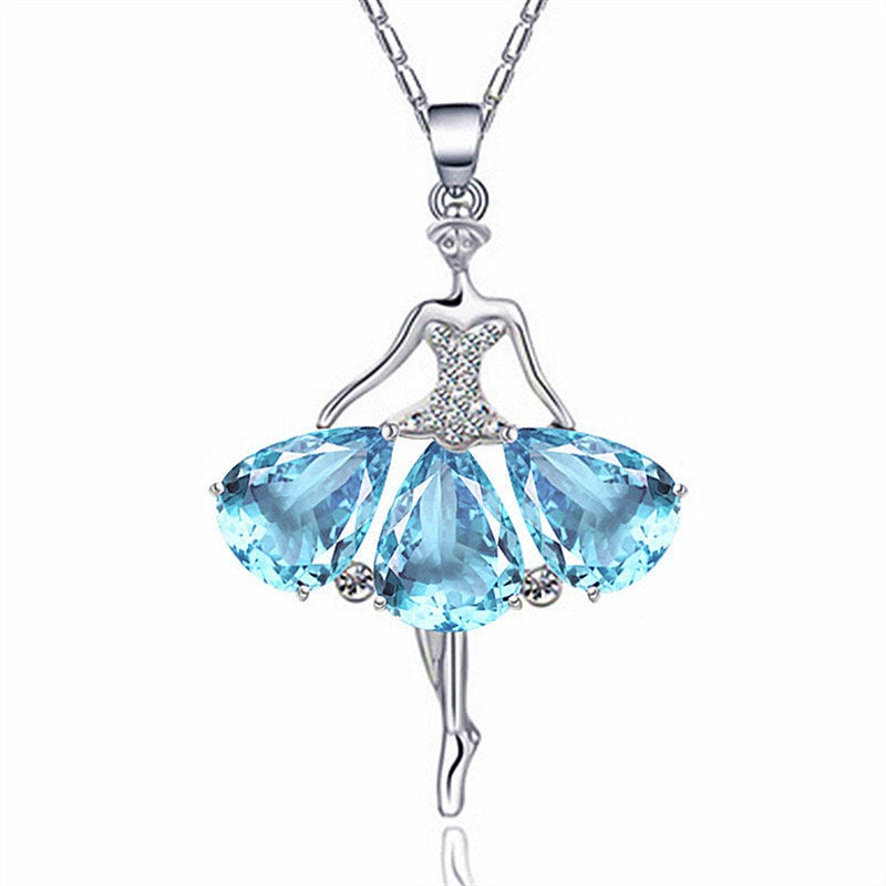 Gorgeous Womens 18K Yellow Gold Over Solid Sterling Silver Created Emerald/Diamond/Opal/Aquamarine Designer Necklace, Green/blue,birth stone