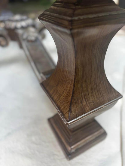 Large luxury vintage square coffee table 120x120x60cm with thick glass top