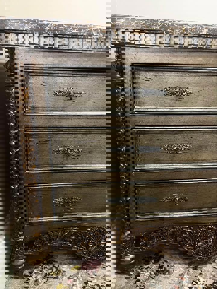 Marble top wine cabinet 128x52x87cm antique matching sideboard 123x48x84cm