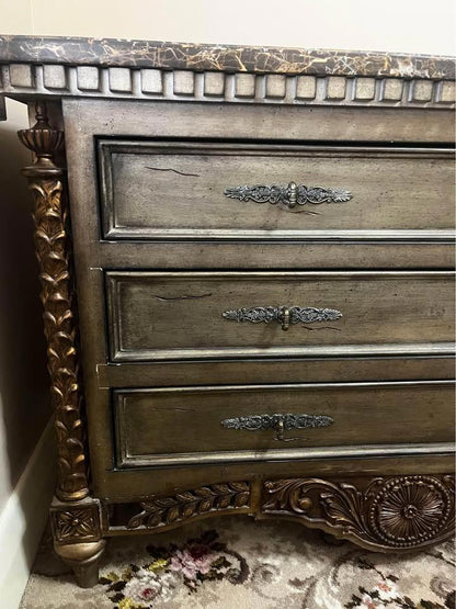 Marble top wine cabinet 128x52x87cm antique matching sideboard 123x48x84cm