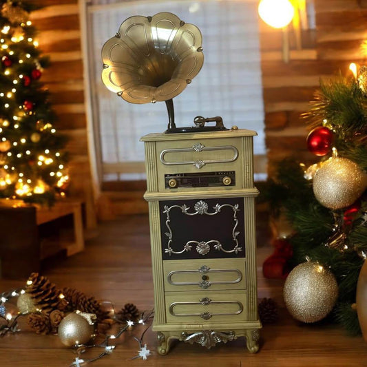Vintage Style Gramophone Record Player/Antique style phonograph/DVD/ radio/USB working perfectly