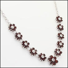 Load image into Gallery viewer, White Gold plated Sterling Silver Diamonds and 29.0 CTW Garnet 17 Inch Designer Necklace
