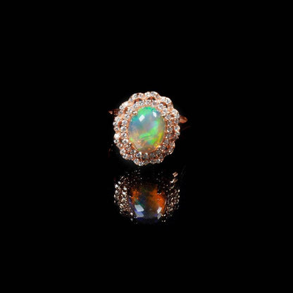 Natural jelly opal in 925 silver rose gold ring plated adjustable size brand new Xmas gift for her
