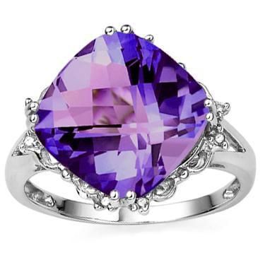 10K White Gold 6 CTW Amethyst Diamonds Size 7 Designer Ring gift birthday amethyst ring gold