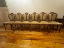 Load image into Gallery viewer, (200+50)x118x80h cm vintage dinner table with 6 matching leather chairs perfect
