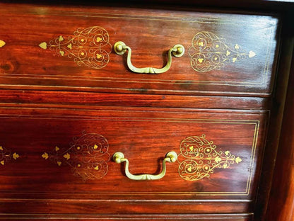 Antique European Brass Inlay Masterpiece cabinet sideboard hall stand hallway