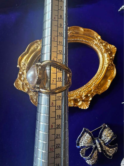 Vintage style natural pearl brooch earrings ring gold plated well made brand new