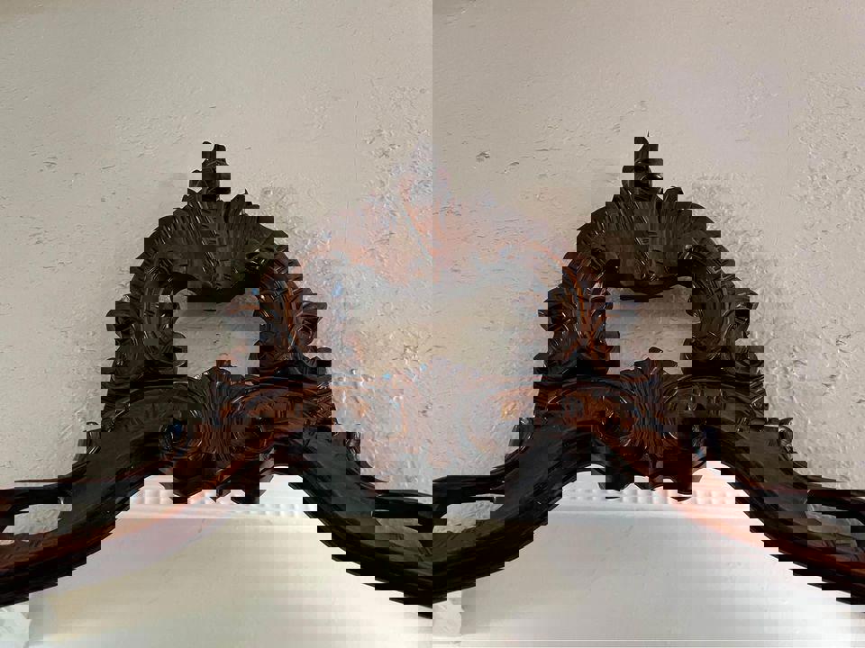 Antique timber frame rococo wall mirror