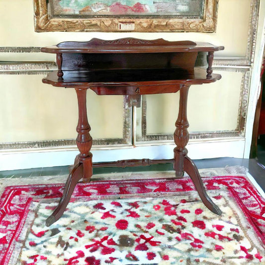 Mahogany hall stand Telephone table end table bedside table brass paws antique