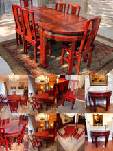 Load image into Gallery viewer, Antique Chinese Transformable Dining Set – 8 Chairs + Hall Stand+ round table
