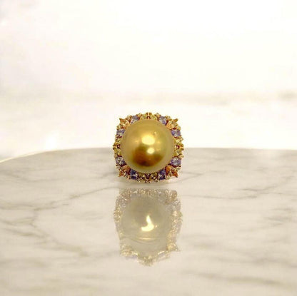 13mm Luxury AAA Golden Seawater Pearl Pendant in S925 with certificate