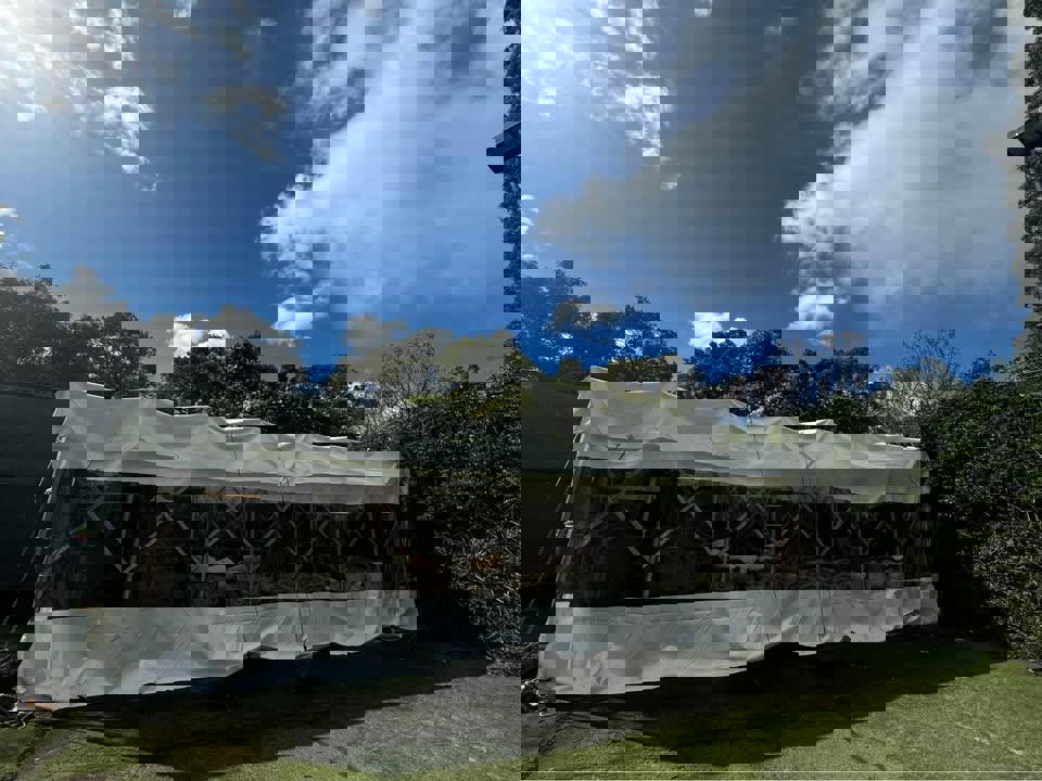 Extra heavy duty tent with wheels steel 3x9m temporary garage/storage/shed