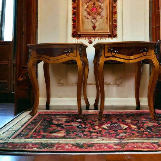 Elegant Vintage Side Tables with Brass Accents hall table hall stand bedside tables Louise XV