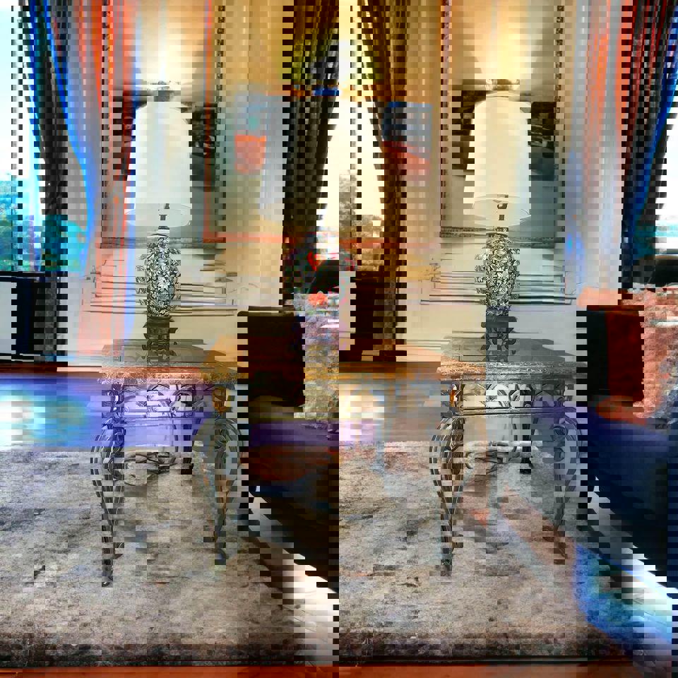 Elegant Decorative Lamp with Marble Top Table corner table coffee tables pairs table