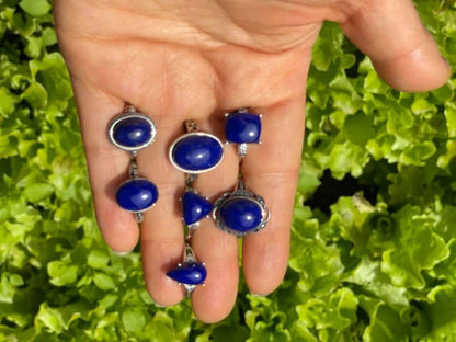 Afghan top quality lapis adjustable rings in 925 silver handmade each piece