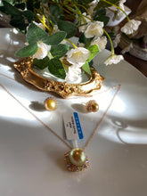 Load image into Gallery viewer, SouthSea gold natural pearl pendent earrings gold plated s925 silver ertificate
