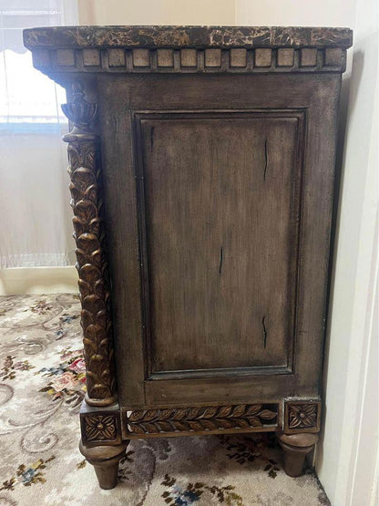 Marble top wine cabinet 128x52x87cm antique matching sideboard 123x48x84cm