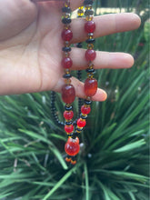 Load image into Gallery viewer, Natural green Jade earrings 18k gold filled 925 silver $239 and red jade necklaces $159
