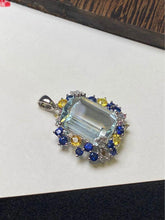 Load image into Gallery viewer, 18k gold 12.15ct aquamarine with diamonds and sapphire pendant with certificate

