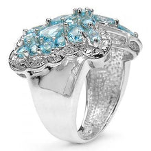 Load image into Gallery viewer, Stunning Womens White Gold Rhodium Over Solid Sterling Silver 4.56 CTW Swiss Blue Topaz Size 7
