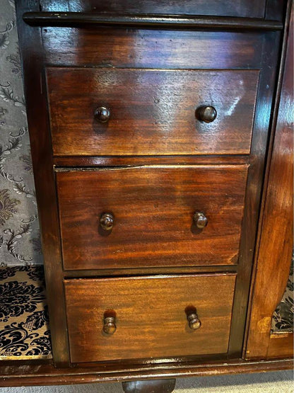 antique mahogany large display cabinet sideboard wall unit comes into 3 parts