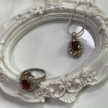 Load image into Gallery viewer, natural ruby pendant and ring set in S925 adjustable
