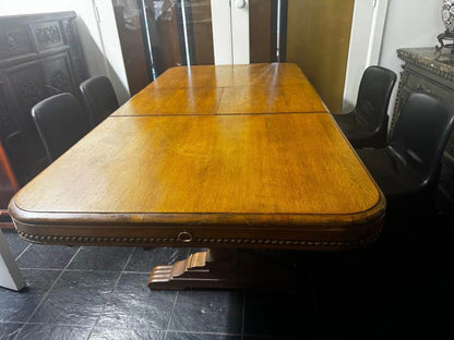 Antique small extended dining table solid timber with 4 chairs