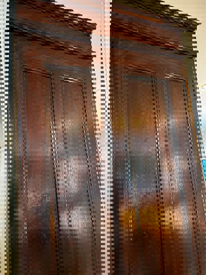 antique mahogany large display cabinet sideboard wall unit comes into 3 parts