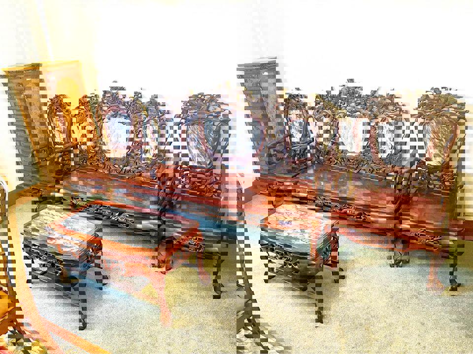 Exquisite Antique Qing Dynasty 150 years old Sofa Set - Hand-Carved Rosewood & Marble