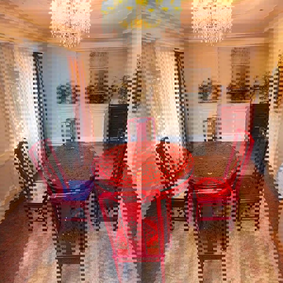 Antique Chinese Transformable Dining Set – 8 Chairs + Hall Stand+ round table