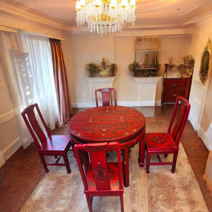 Antique Chinese Transformable Dining Set – 8 Chairs + Hall Stand+ round table