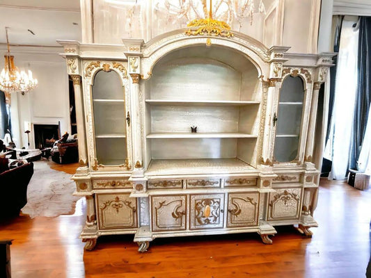 antique white large bookshelf sideboard buffet display cabinet wall unit