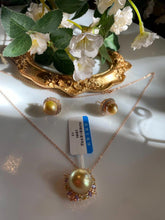 Load image into Gallery viewer, SouthSea gold natural pearl pendent earrings gold plated s925 silver ertificate
