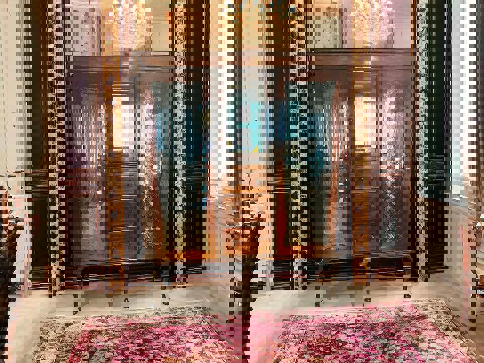 antique mahogany large display cabinet sideboard wall unit comes into 3 parts