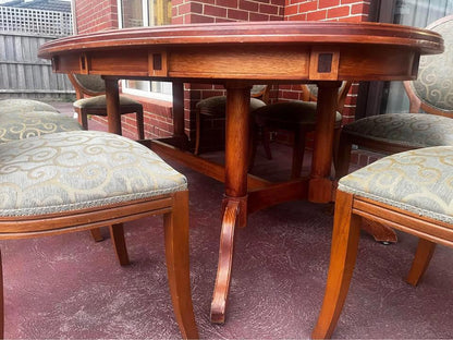 Impressive solid dinner table 2.45mx1.30m with 8 cushion large chairs